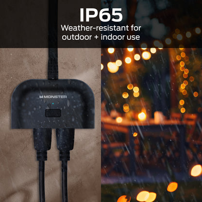 Monster Smart Dual Outdoor Plug with Wi-Fi, Weather-Resistant, 2 Outlets Compatible with Alexa & Google Home