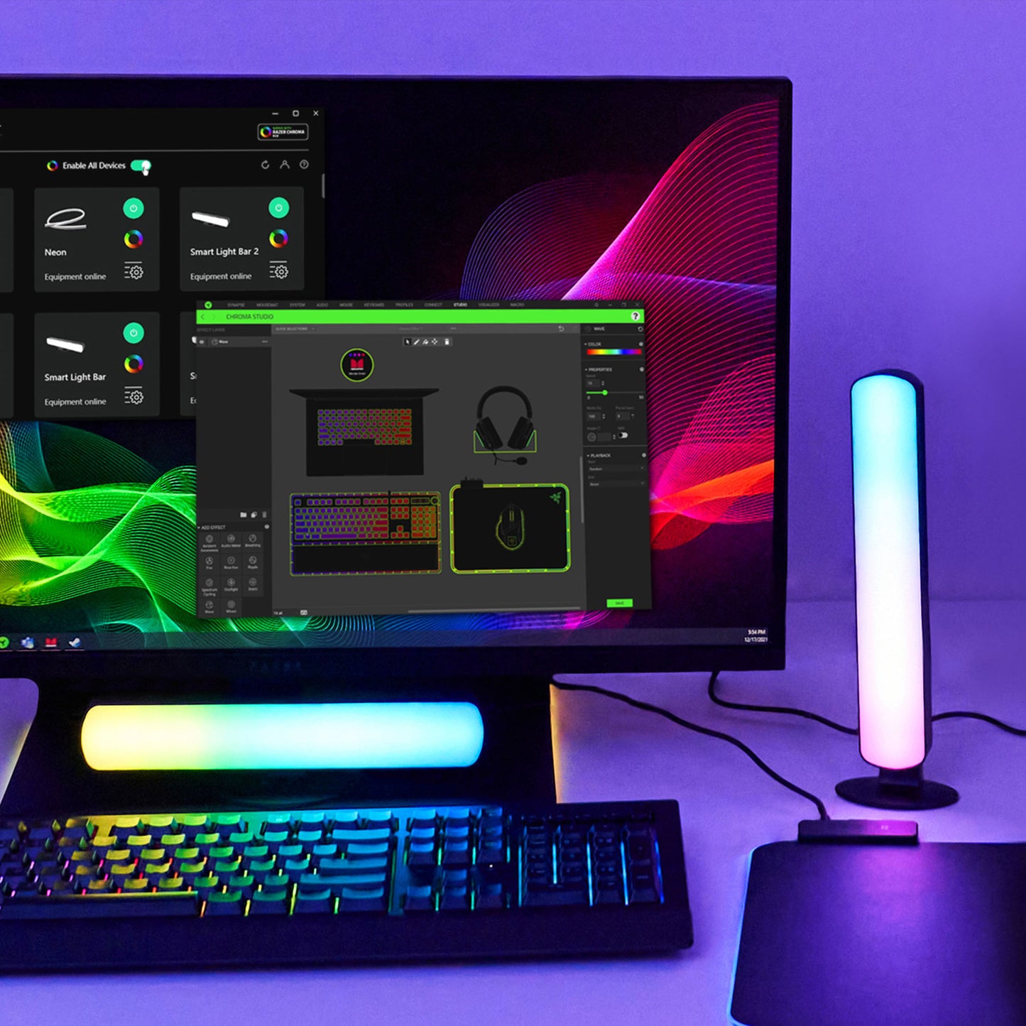 2 Pack Smart Wi-Fi Light Bars, Multi-Color RGB+IC Razor Chroma TV & Gaming, Dimmable, Sound Reactive, App & Voice Control
