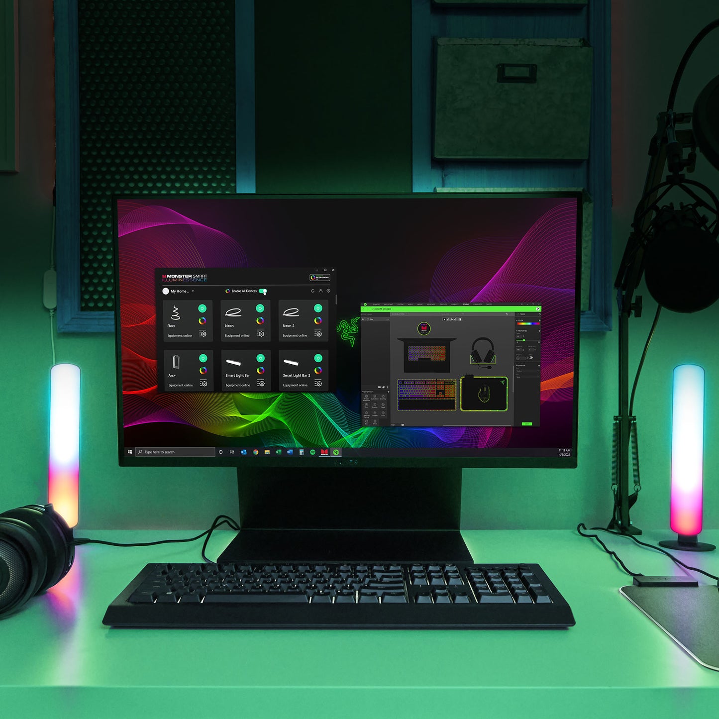 2 Pack Smart Wi-Fi Light Bars, Multi-Color RGB+IC Razor Chroma TV & Gaming, Dimmable, Sound Reactive, App & Voice Control