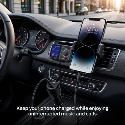 Monster Bluetooth FM Transmitter for Car, 48W Dual USB Fast Charger, PD 30W USB-C & QC 3.0 USB-A, Hands-Free Calling
