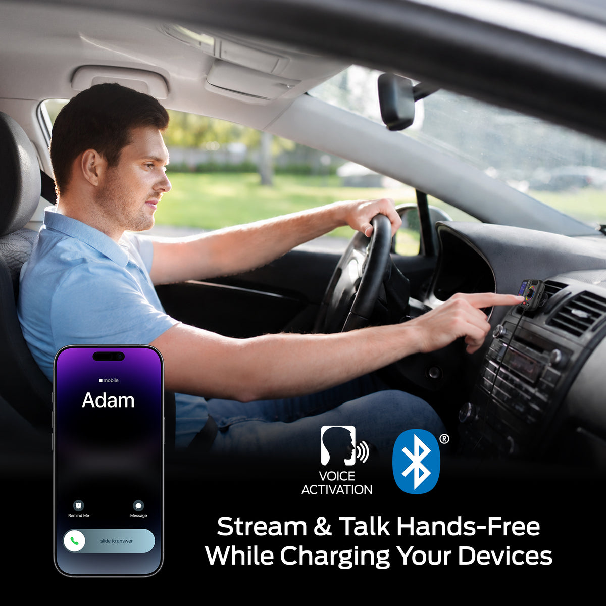 Monster Bluetooth FM Transmitter for Car, 48W Dual USB Fast Charger, PD 30W USB-C & QC 3.0 USB-A, Hands-Free Calling
