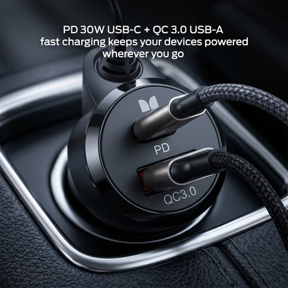 Monster Bluetooth FM Transmitter for Car, 48W Dual USB Fast Charger, PD 30W USB-C & QC 3.0 USB-A, Hands-Free Calling