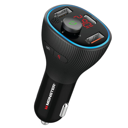 Bluetooth FM Transmitter and 20W Car Charger, Ports For USB/Type-C Devices