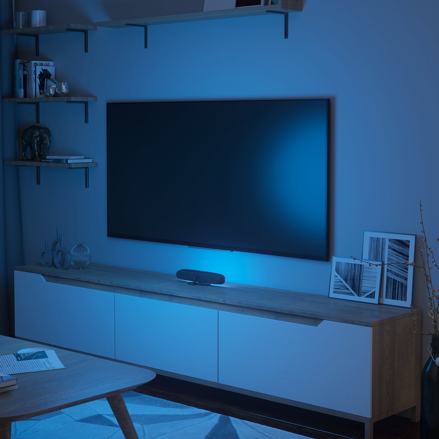 Bluetooth Multi-Color Multi-White LED Light Bar with Multi-Position Base, Mobile App and IR Remote Control
