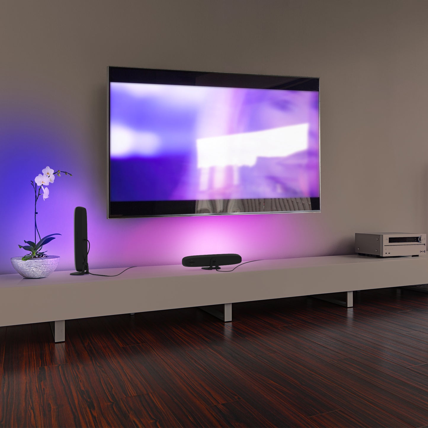Bluetooth Multi-Color Multi-White LED Light Bar with Multi-Position Base, Mobile App and IR Remote Control