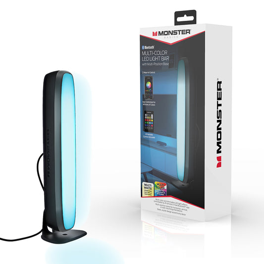 Bluetooth Multi-Color Multi-White LED Light Bar with Multi-Position Base, Mobile App and IR Remote Control