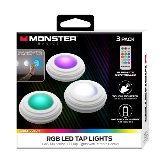 3 Pack Multicolor LED Touch Control Tap Lights with Remote Control
