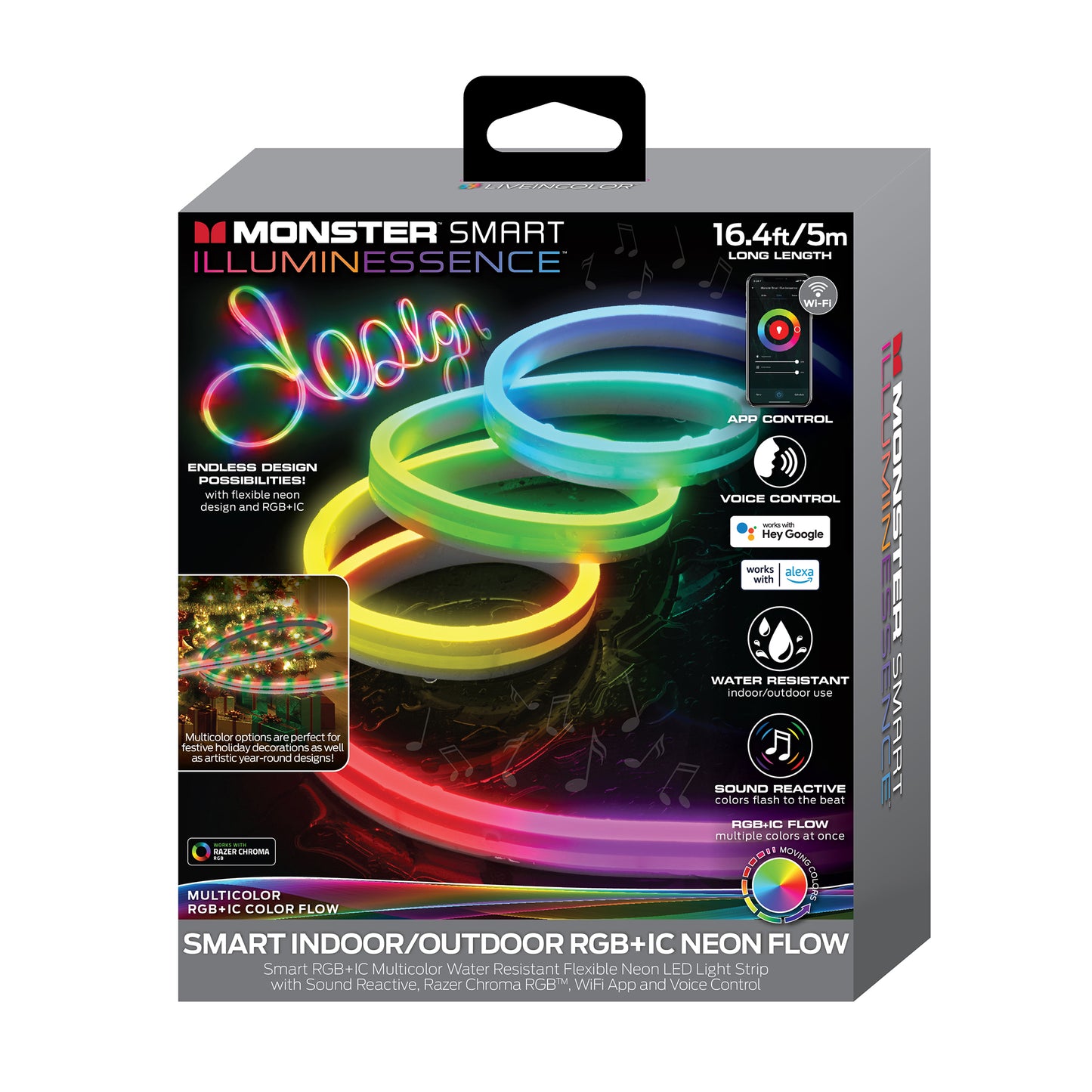 Smart 16.4ft Neon Flow Outdoor Multi-Zone LED Light Strip, IP66 Weather & Water Resistant