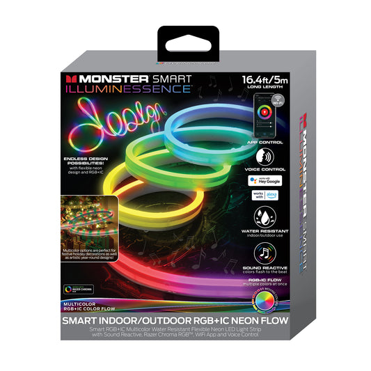 Smart 16.4ft Neon Flow Outdoor Multi-Zone LED Light Strip, IP66 Weather & Water Resistant