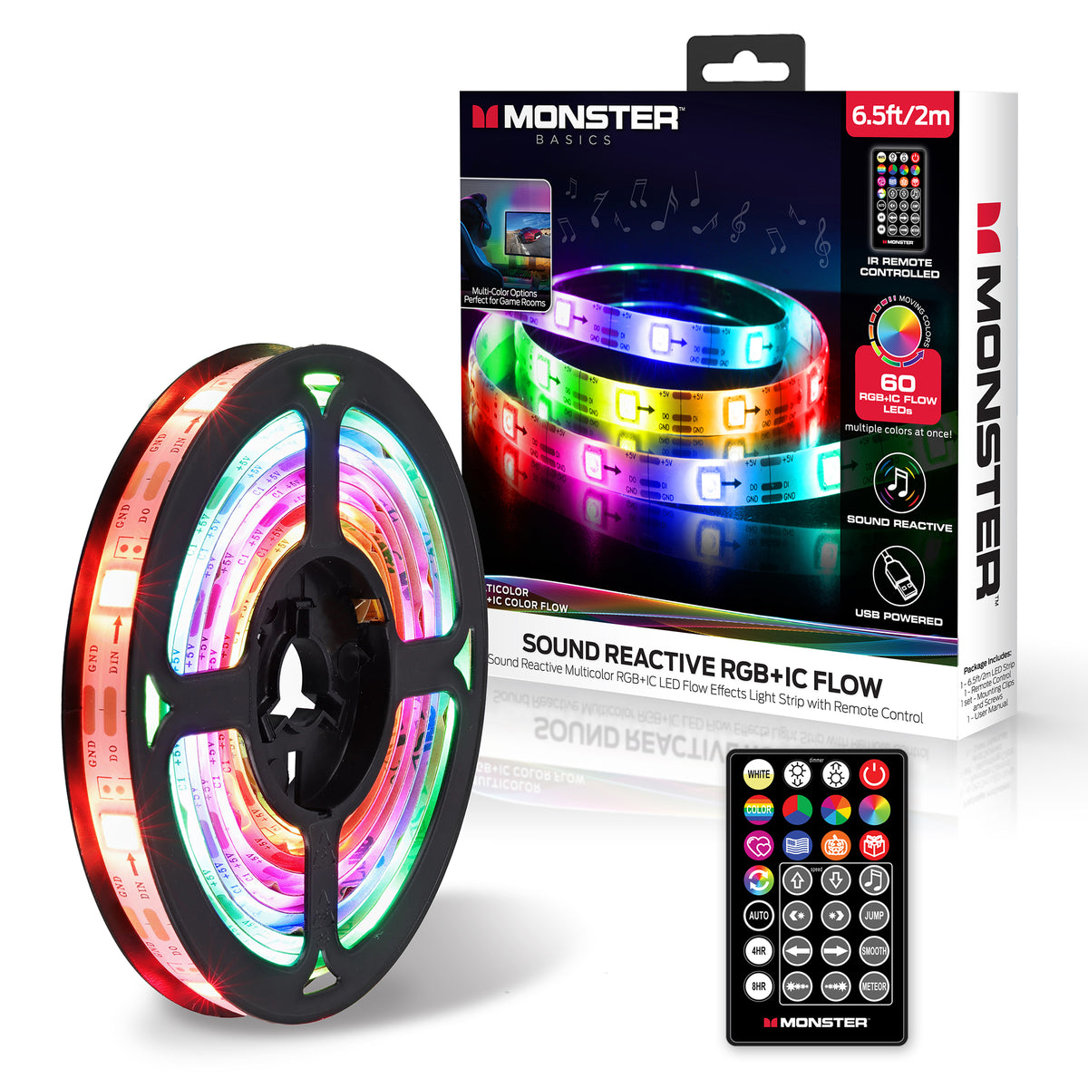 Sound Reactive RGBW Indoor LED Light Strip, Remote Controlled – Monster ...