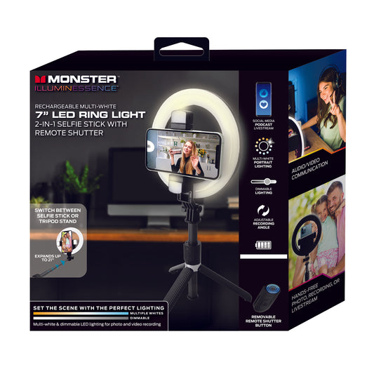 Multi-White 7” LED Ring Light, Phone Mount