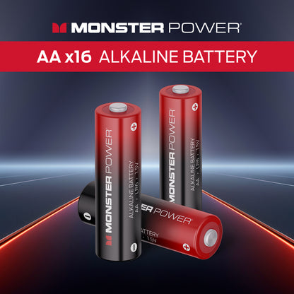 Monster AA Alkaline Batteries (20-Pack) | 2X Power Boost for High-Drain Devices