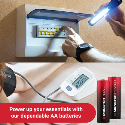 Monster AA Alkaline Batteries (40-Pack) | 2X Power Boost for High-Drain Devices