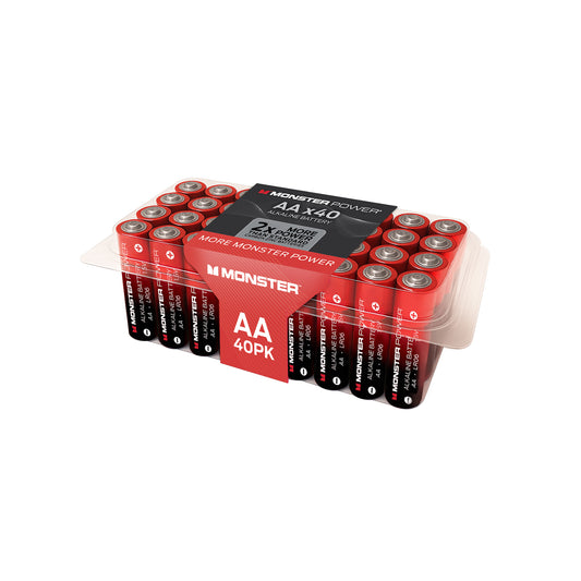 Monster AA Alkaline Batteries (40-Pack) | 2X Power Boost for High-Drain Devices