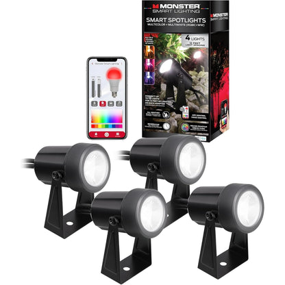 Smart Outdoor Sound Reactive Spotlights 2 Pack, Dimmable LEDs, IP66 Water & Weather Resistant