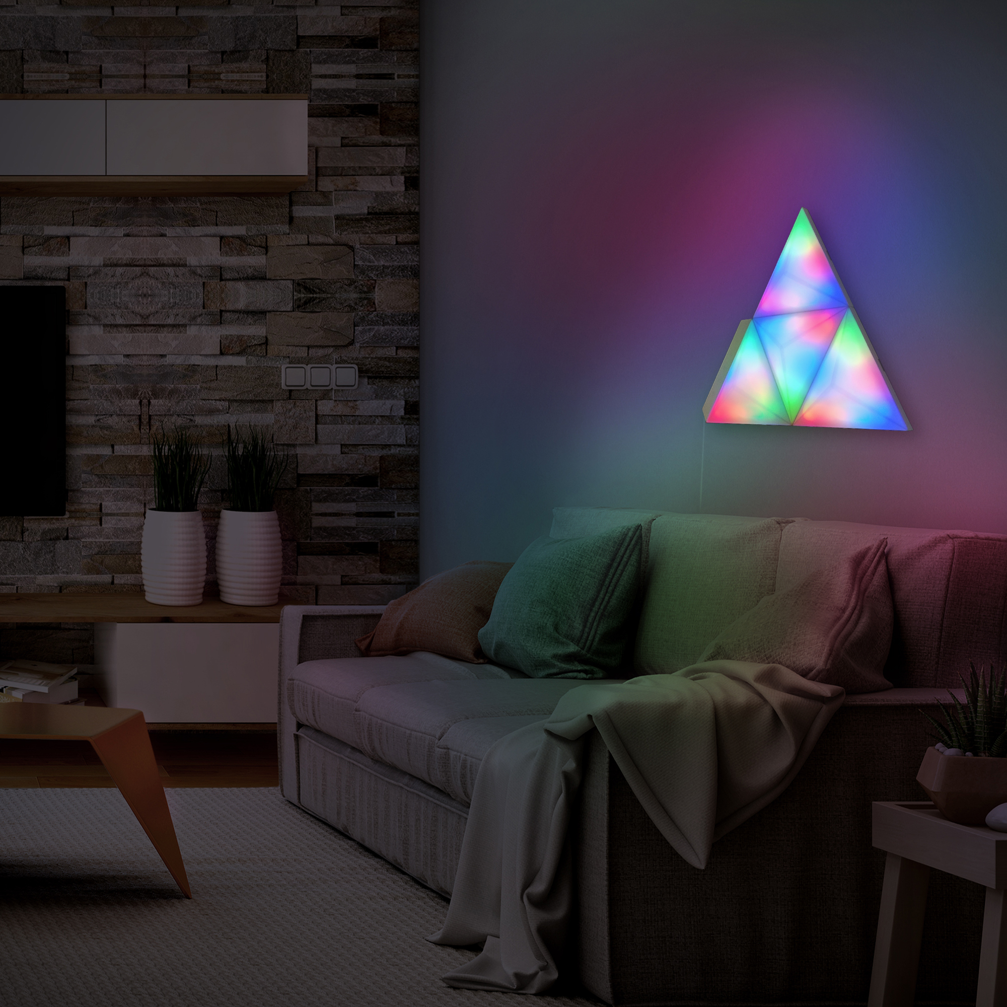 Smart Wifi 3D LED Art Panels, Modular 4-Panel Prism Starter Kit Monster Illuminessence
