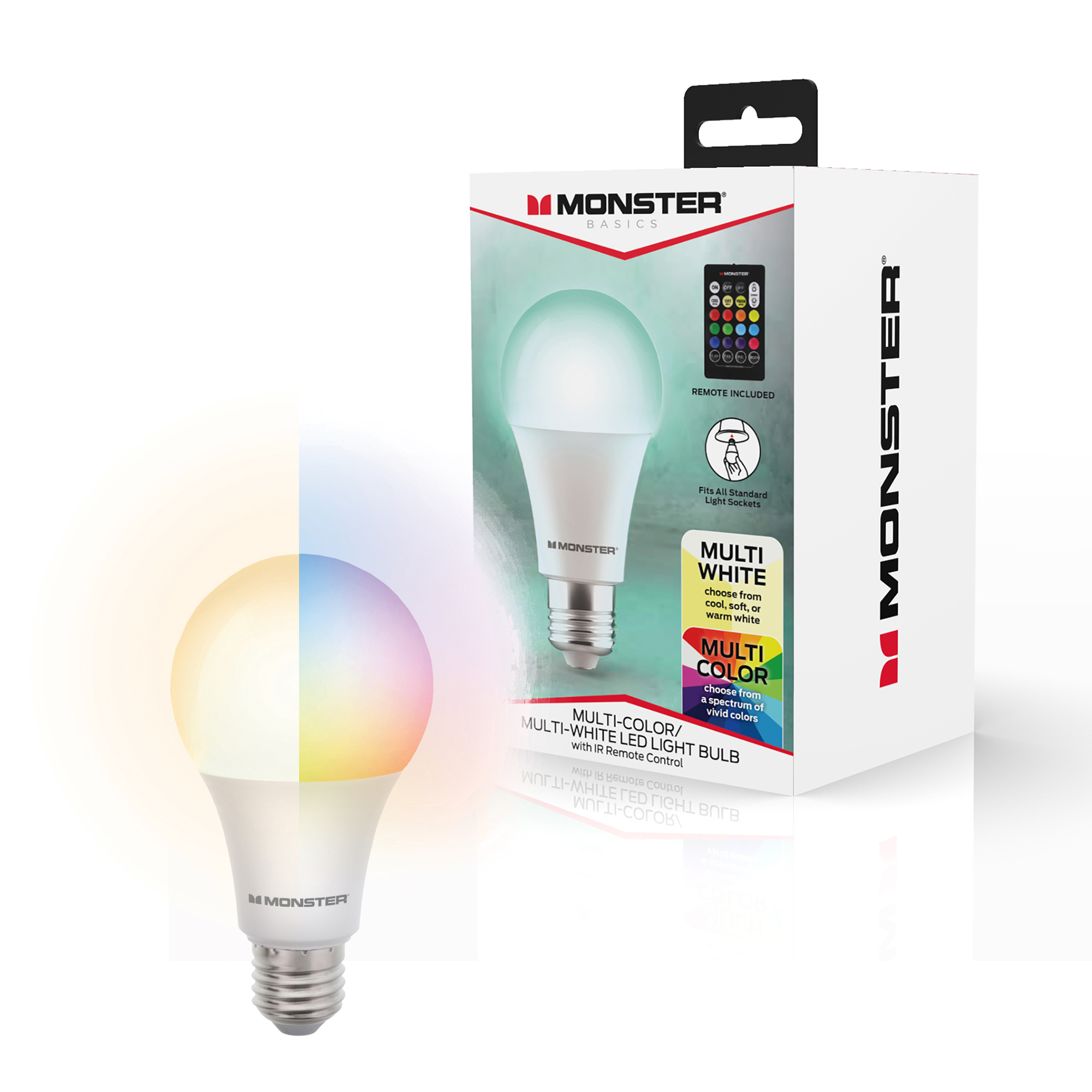 Politisk Tvunget indlæg Multi-Color & Multi-White LED A19/E26 Light Bulb, Remote Control - Monster  Illuminessence
