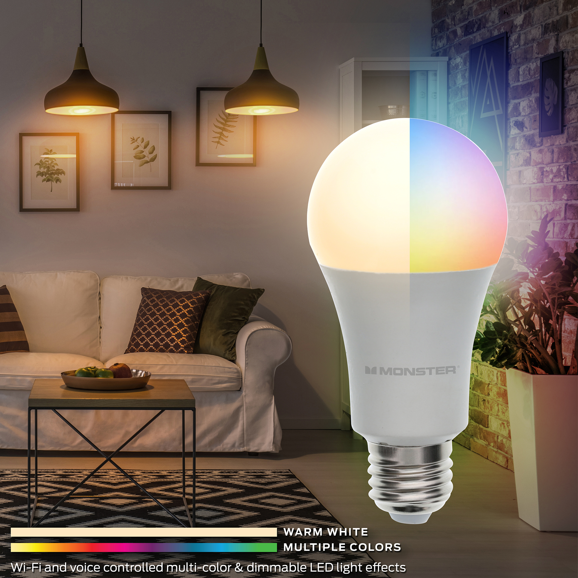 Smart Multi-Color / Warm White LED A19/E26 Light Bulb - Monster Illuminessence