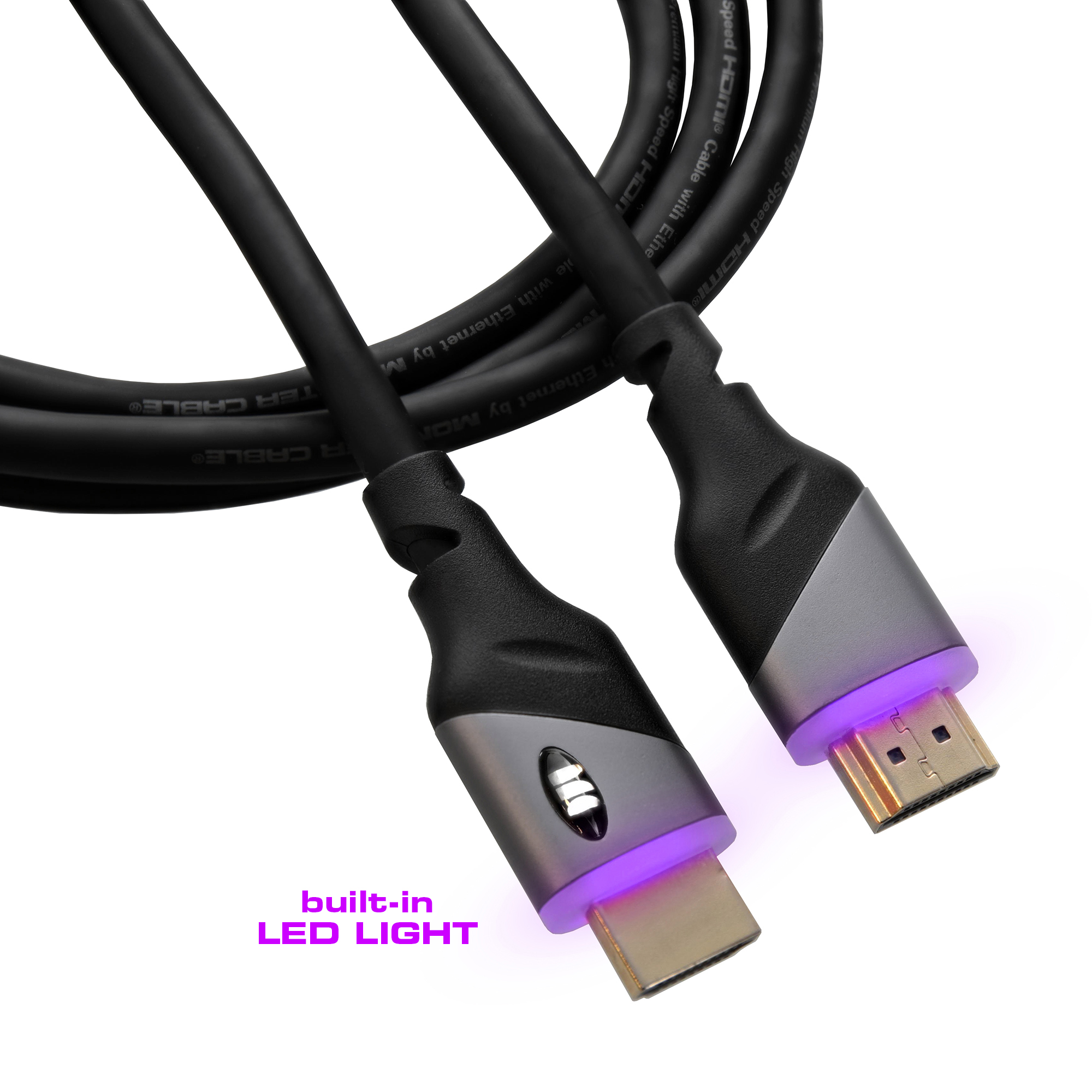 Purple LED Light ft High 4K HDMI Cable, Great for Gaming, Video, and Computer - Monster Illuminessence