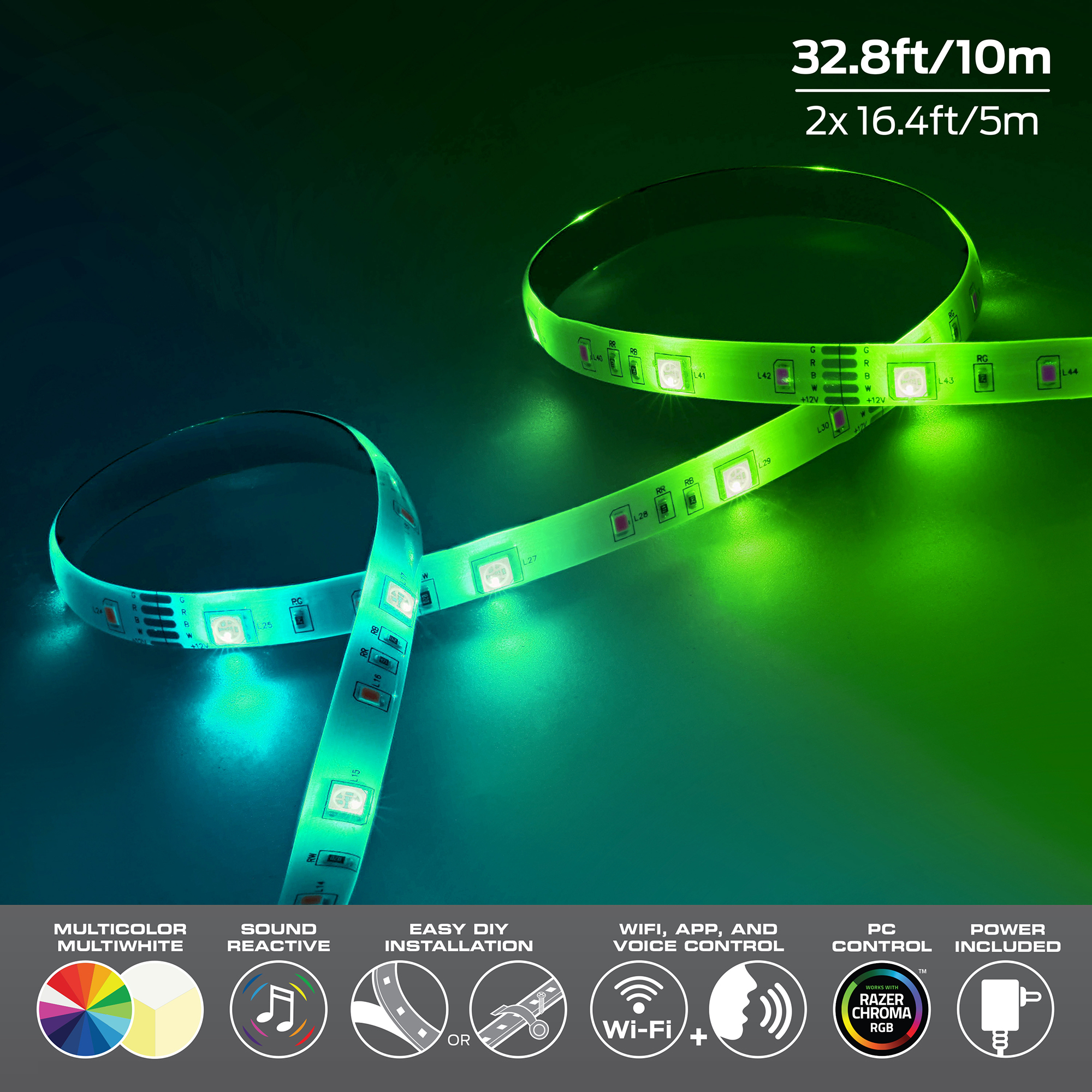 Monster 6 in. 7.9 in W Package Dynamic Multi-Color/White LED Ring